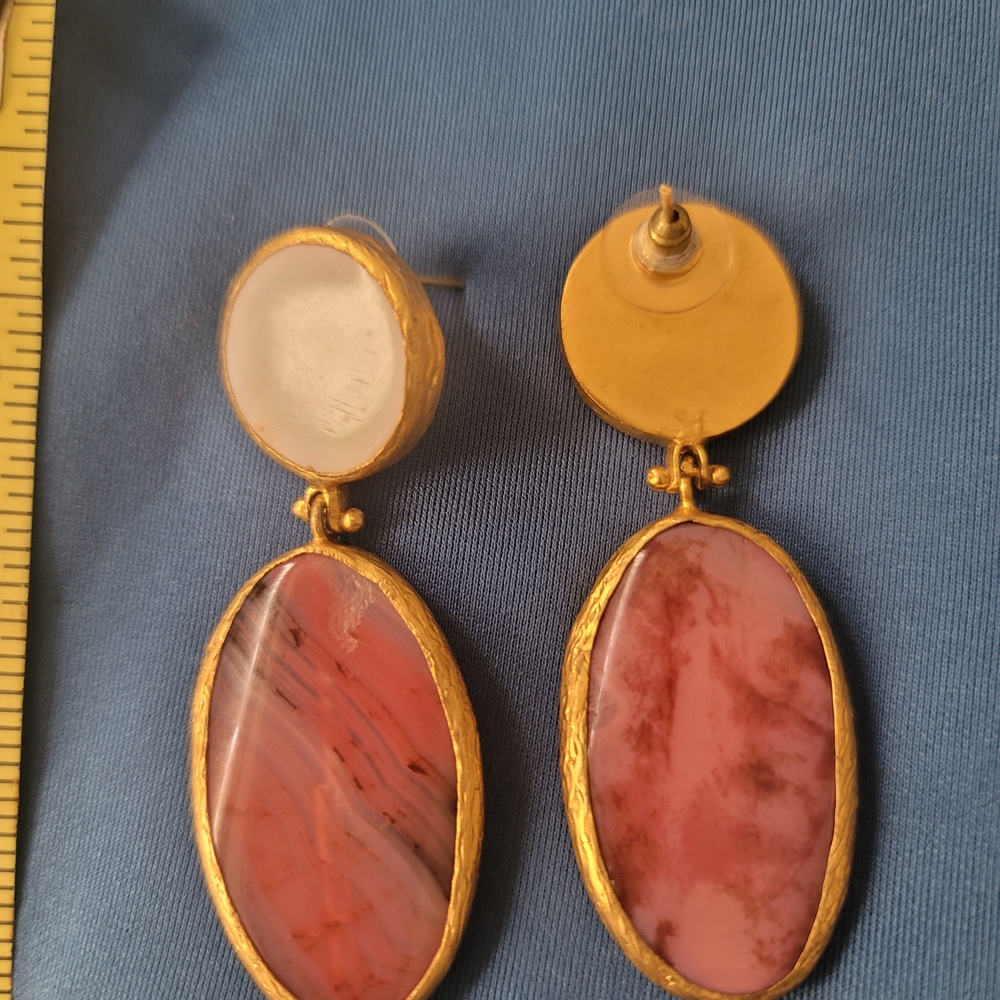 Elegant Gold and Pink Stone Earrings .... - Picture 5 of 6